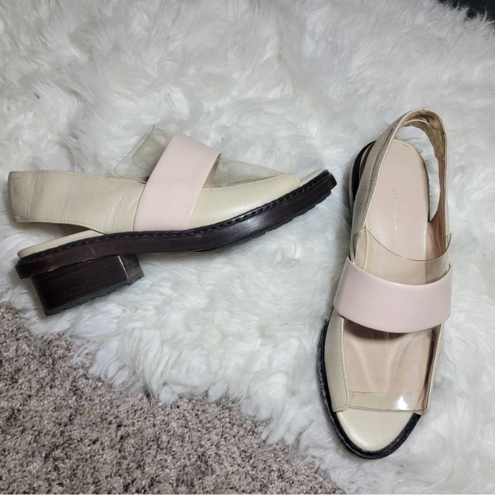 Phillip Lim 3.1 Darwin Slingback Birch Tan Peep toe sz 38.5 (US 7.5)